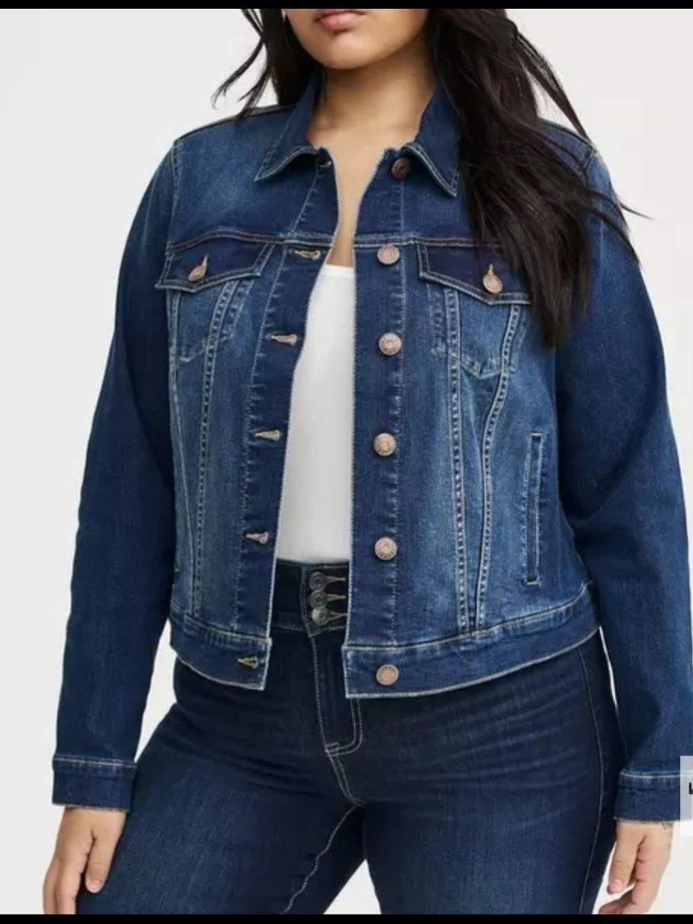 torrid Womens Size 3 Denim Trucker Jean Jacket Color Moonflower 98% Cotton